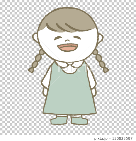 ワンピースを着た女の子 三つ編み ワンピースを着た女の子 三つ編み 130825597