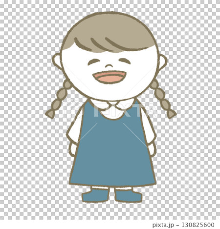 穿裙子綁辮子的女孩 130825600