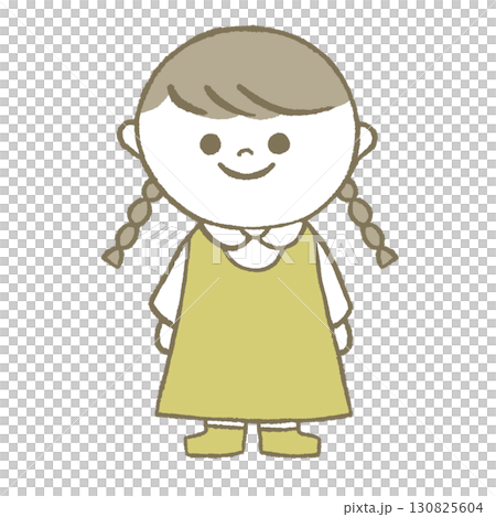 ワンピースを着た女の子　三つ編み 130825604