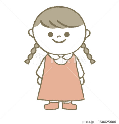 ワンピースを着た女の子 三つ編み ワンピースを着た女の子 三つ編み 130825606
