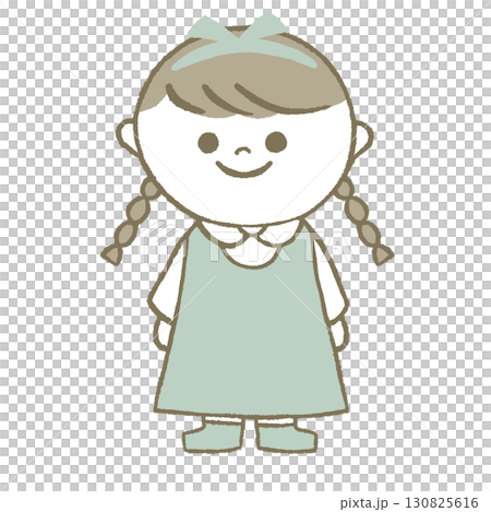 ワンピースを着た女の子　三つ編み 130825616