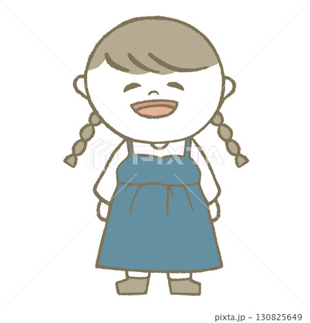 ワンピースを着た女の子 三つ編み ワンピースを着た女の子 三つ編み 130825649