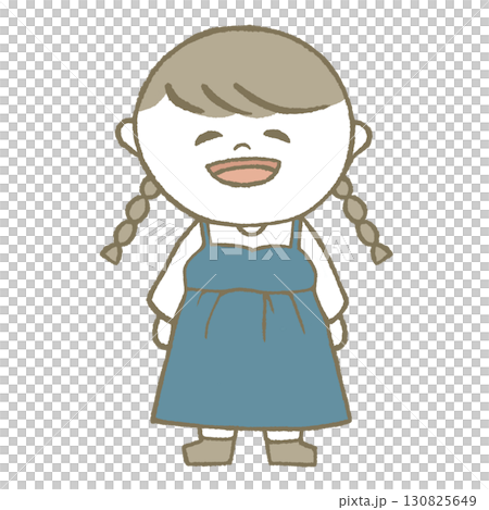 ワンピースを着た女の子 三つ編み ワンピースを着た女の子 三つ編み 130825649