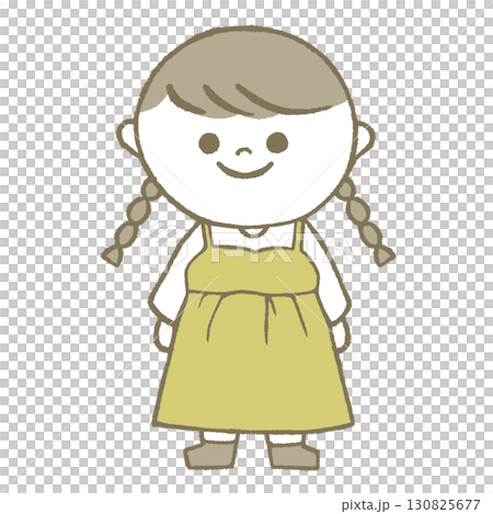 Girl in a dress with braids 130825677
