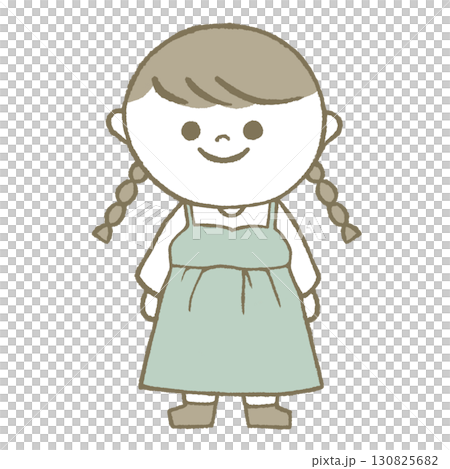 Girl in a dress with braids Girl in a dress with braids 130825682