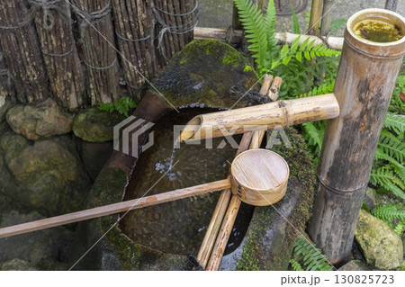 京都　新緑の詩仙堂　水鉢　 130825723