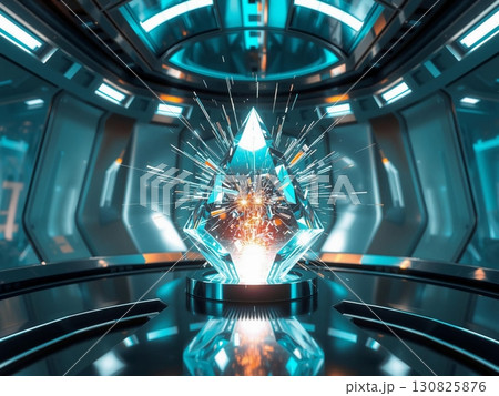 Futuristic Energy Core in High-Tech Laboratory Environment 130825876