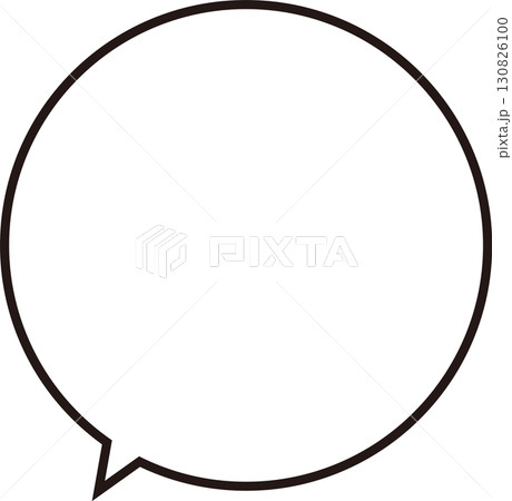 シンプルな正円の丸いふきだし。黒い枠線。広いテキストスペースで使いやすい。 130826100