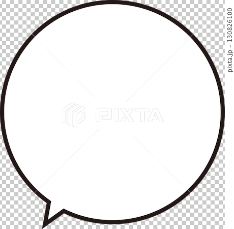 シンプルな正円の丸いふきだし。黒い枠線。広いテキストスペースで使いやすい。 130826100