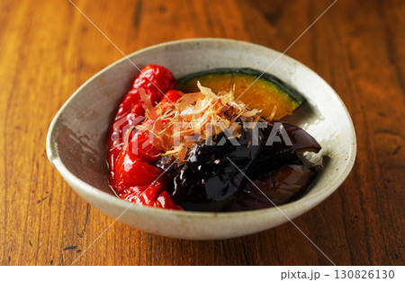 赤万願寺とうがらしと茄子の煮びたし 130826130