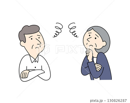 悩む男女のイラスト 130826287