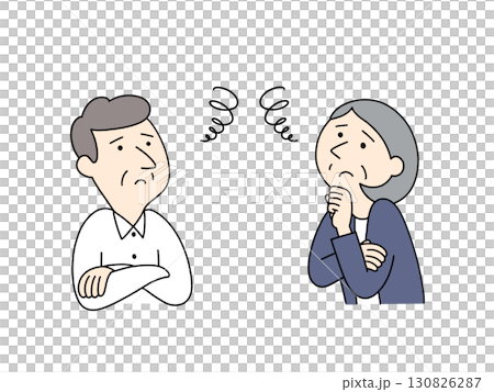 悩む男女のイラスト 130826287