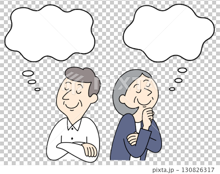 Illustration of a man and woman imagining their ideal 130826317