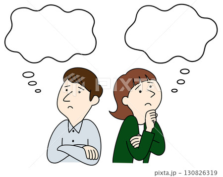 悩む男女のイラスト 130826319