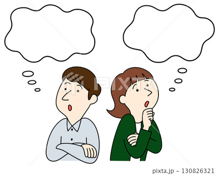 想像する男女のイラスト 130826321
