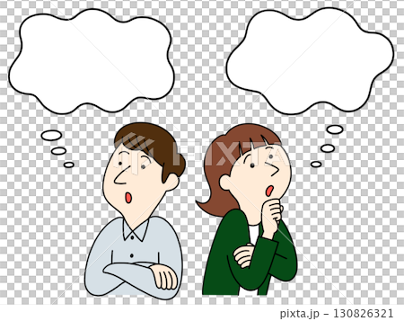 想像する男女のイラスト 130826321