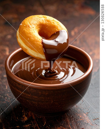 Donut Dipped in Chocolate Sauce Donut Dipped in Chocolate Sauce 130826588