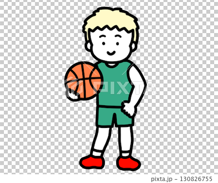 バスケをする男の子　金髪 130826755