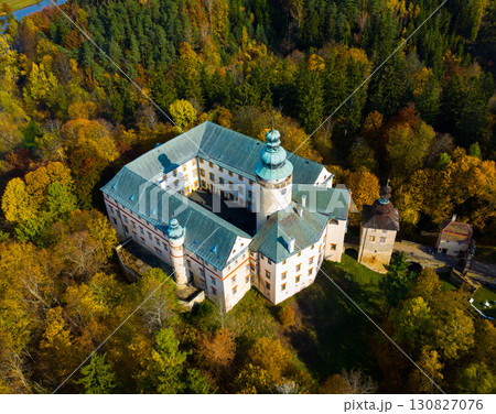 View from drone of Lemberk castle, Czech Republic 130827076