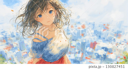 こちらの様子を伺う女の子 130827451