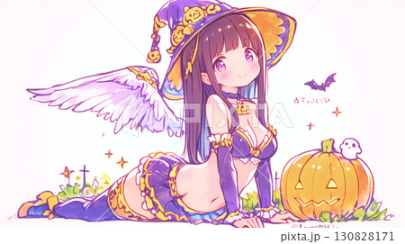 ハロウィンを楽しむ女の子 ハロウィンを楽しむ女の子 130828171