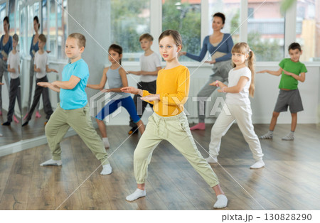 Group of children dancing modern dances 130828290
