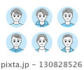 いろいろなタイプの男性の顔アイコンイラストセット 130828526