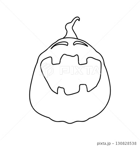 Outline for Coloring of Halloween Pumpkin. One of the Fall Holiday Symbol. Vector Illustration. 130828538
