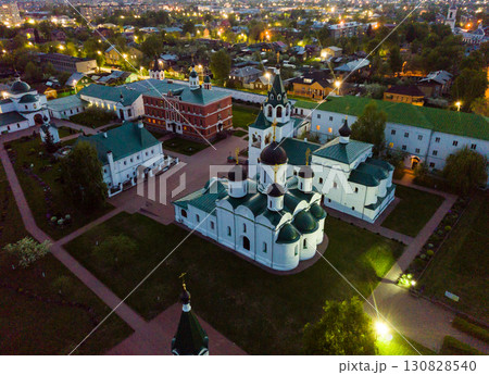 Aerial view of Spaso-Preobrazhensky monastery in Murom at dusk 130828540