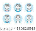 いろいろなタイプの男性の顔アイコンイラストセット 130828548