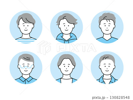 いろいろなタイプの男性の顔アイコンイラストセット いろいろなタイプの男性の顔アイコンイラストセット 130828548