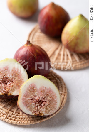 Fresh fig on white background, Autumn fruit Fresh fig on white background, Autumn fruit 130828560