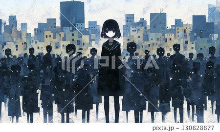 悩みを抱える少女 130828877