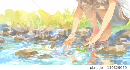 水浴びする女の子 130829050
