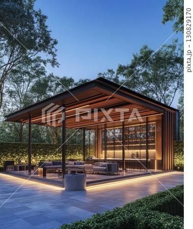 Illuminated Gazebo At Dusk Surrounded By Lush Greenery Featuring Seating And Ambient Lights Creating Tranquil Atmosphere Illuminated Gazebo At Dusk Surrounded By Lush Greenery Featuring Seating And Ambient Lights Creating Tranquil Atmosphere 130829170