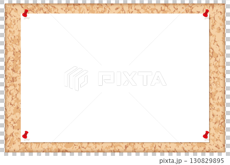 固定在軟木板上的紙的框架插圖 固定在軟木板上的紙的框架插圖 130829895