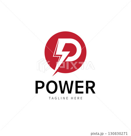 Letter P Electric Logo  letter P and lightning bolt combination   tunder bolt design logo template  vector illustration 130830271