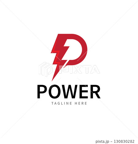 Letter P Electric Logo  letter P and lightning bolt combination   tunder bolt design logo template  vector illustration 130830282