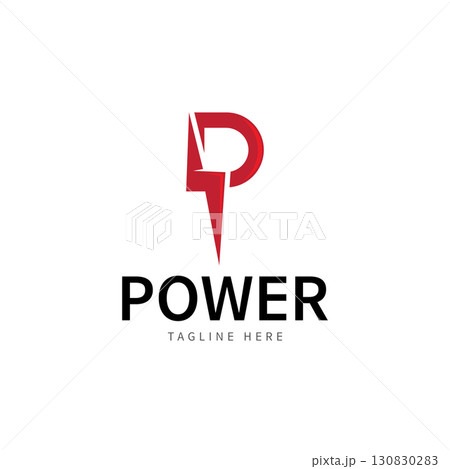 Letter P Electric Logo  letter P and lightning bolt combination   tunder bolt design logo template  vector illustration 130830283