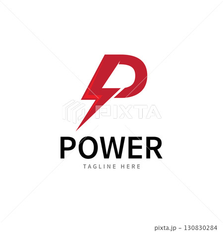 Letter P Electric Logo  letter P and lightning bolt combination   tunder bolt design logo template  vector illustration 130830284