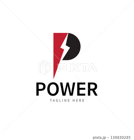 Letter P Electric Logo  letter P and lightning bolt combination   tunder bolt design logo template  vector illustration 130830285