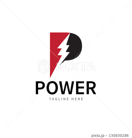 Letter P Electric Logo  letter P and lightning bolt combination   tunder bolt design logo template  vector illustration 130830286