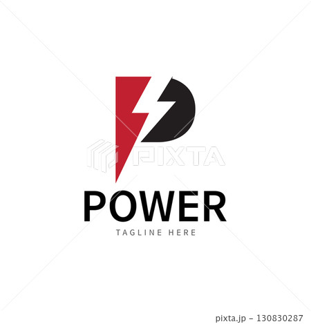 Letter P Electric Logo  letter P and lightning bolt combination   tunder bolt design logo template  vector illustration 130830287