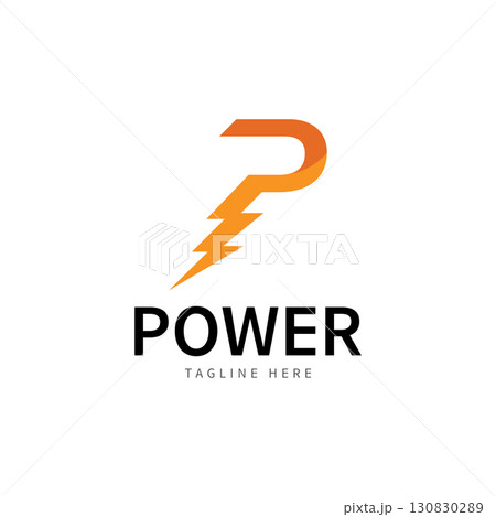 Letter P Electric Logo  letter P and lightning bolt combination   tunder bolt design logo template  vector illustration 130830289