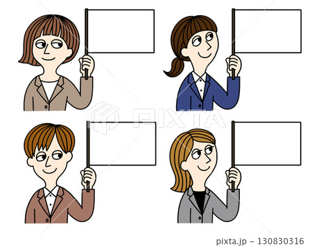 旗を持つビジネスウーマン 旗を持つビジネスウーマン 130830316