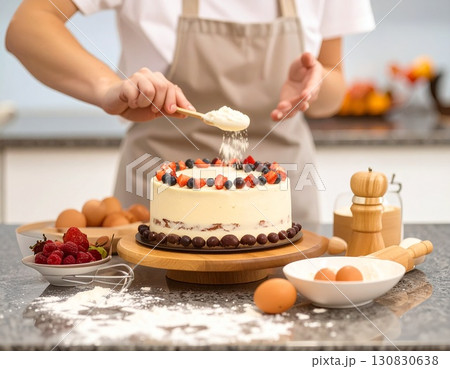 ケーキを作る女性 130830638