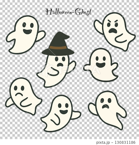 ハロウィンのおばけイラストセット（ベクター素材）Halloween ghost 130831186
