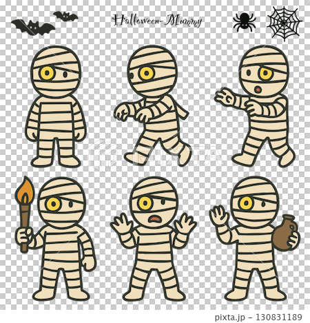 萬聖節木乃伊插圖集（向量素材） 130831189