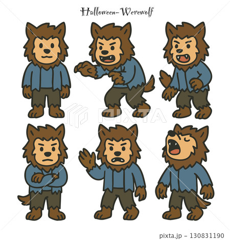 ハロウィンの狼男イラストセット(ベクター素材)Halloween werewolf ハロウィンの狼男イラストセット(ベクター素材)Halloween werewolf 130831190