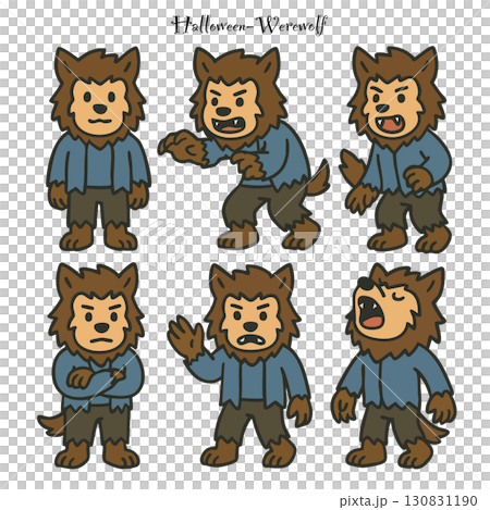 ハロウィンの狼男イラストセット(ベクター素材)Halloween werewolf ハロウィンの狼男イラストセット(ベクター素材)Halloween werewolf 130831190